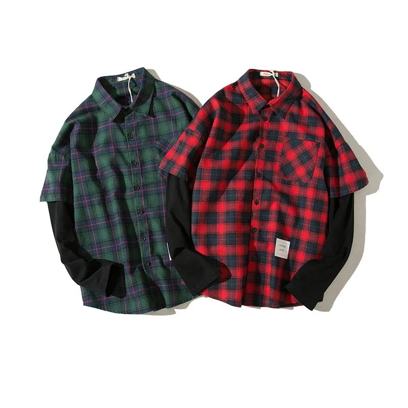 Весна-Осень 2020 зеленая и красная одежда брендовая Повседневная клетчатая