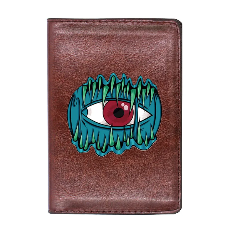 

Cool Demon Eye Brown Travel Passport Cover ID Credit Card Holder Case