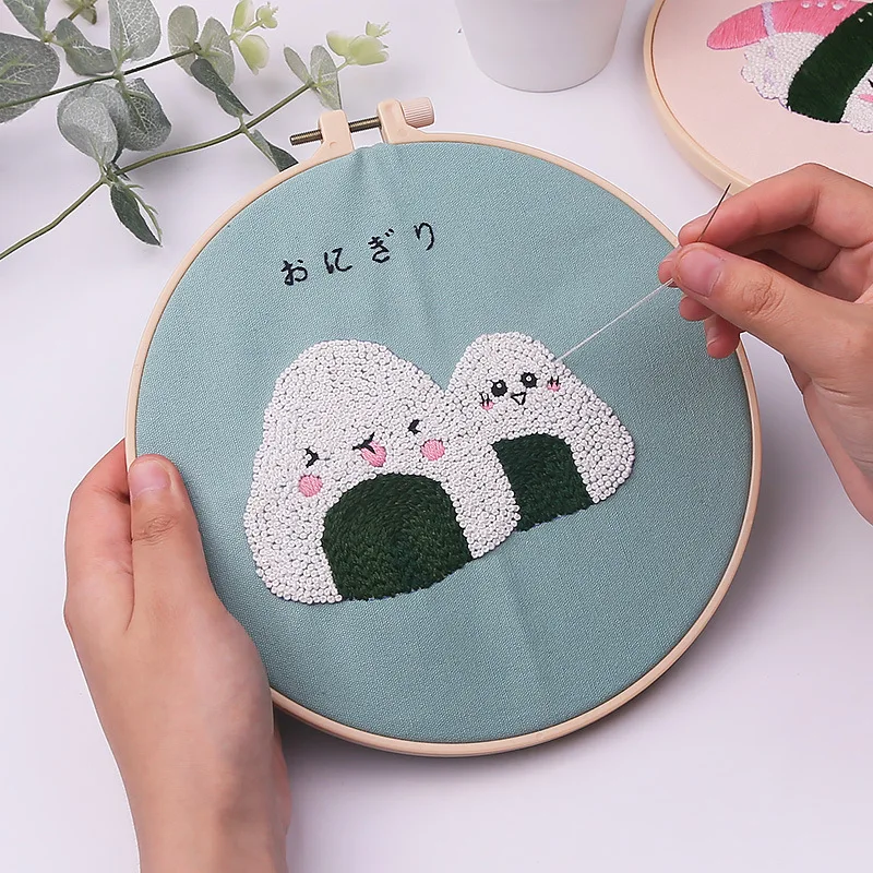 DIY Easy Embroidery Set for Beginner Cartoon Cute sushi Needlework Kits Cross Stitch Needle Art Craft Sewing Restaurant Decor | Дом и сад