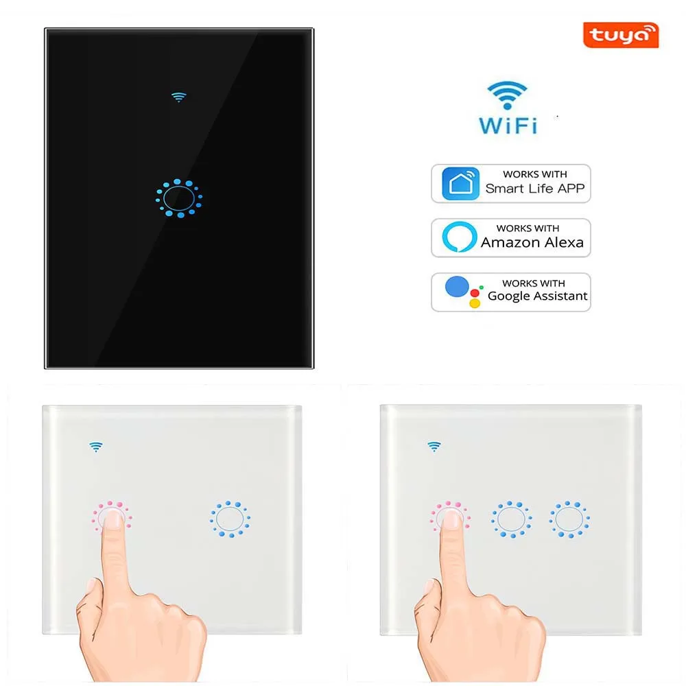 Tuya Wifi сенсорный Умный светильник Переключатель 1/2/3 Gang Беспроводной настенный