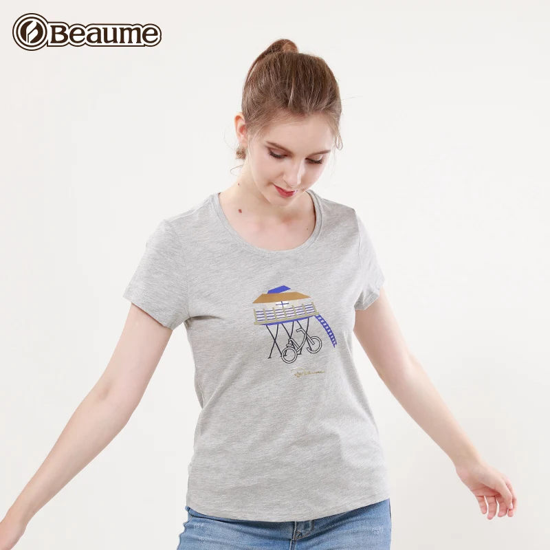 

Бренд Beaume, женские походные футболки для кемпинга, Модные дышащие футболки с короткими рукавами и принтом, FEB82188