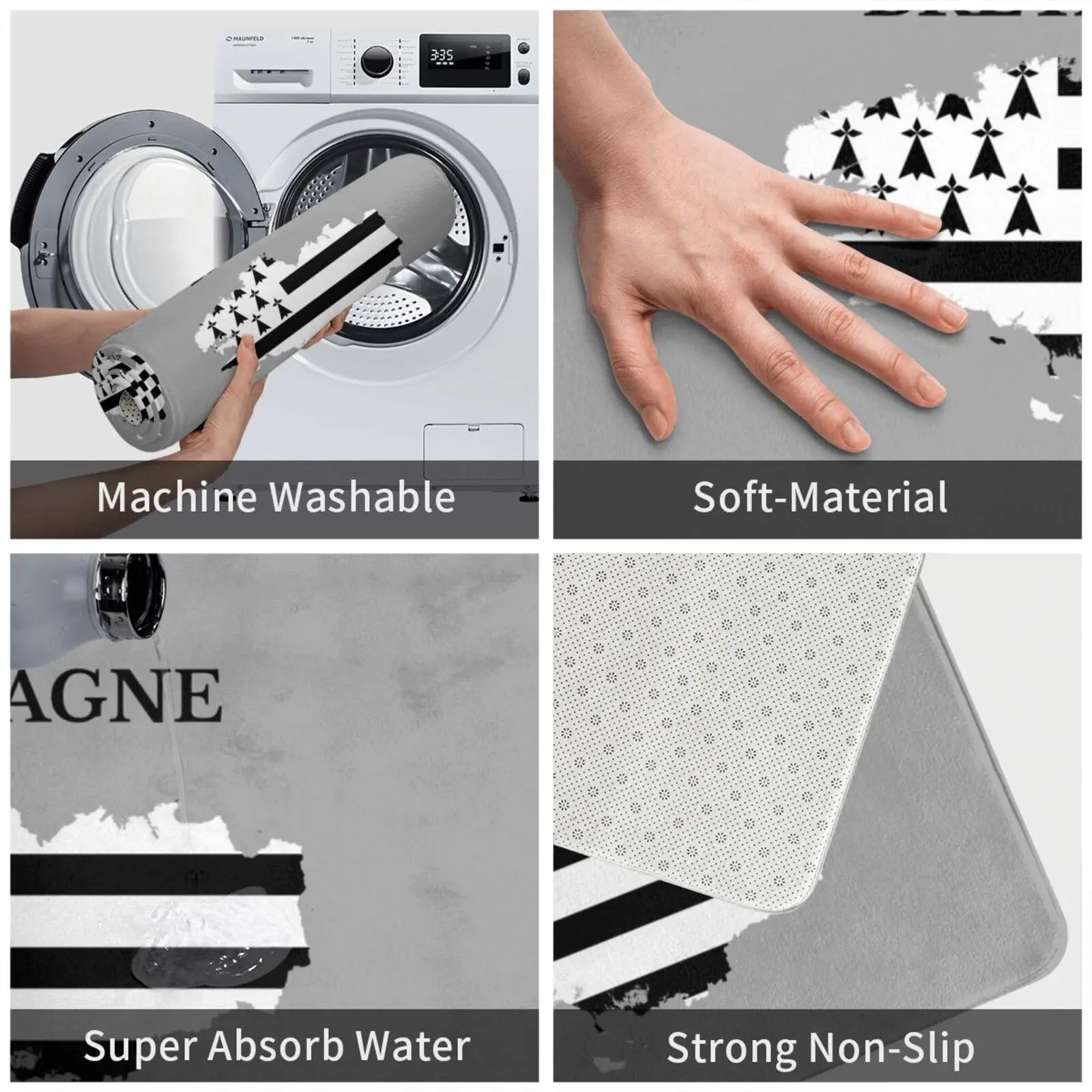 Бретань (Бретань) карта Франция французский регион. Коврик мягкий для кухни