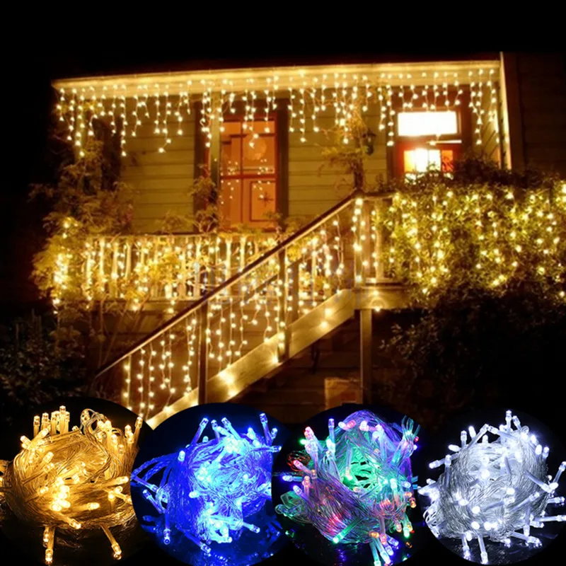 

3x3/6x3cm LED Icicle Strings Light Outdoor Waterproof Christmas Lights Fairy Garden DIY Patio Decor Navidad Wedding Decorations