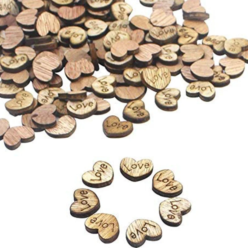

100 шт./лот креативные мини деревенские любовь-сердце деревянные кристаллы свадебный стол рассеянные украшения DIY ремесла свадебный Декор