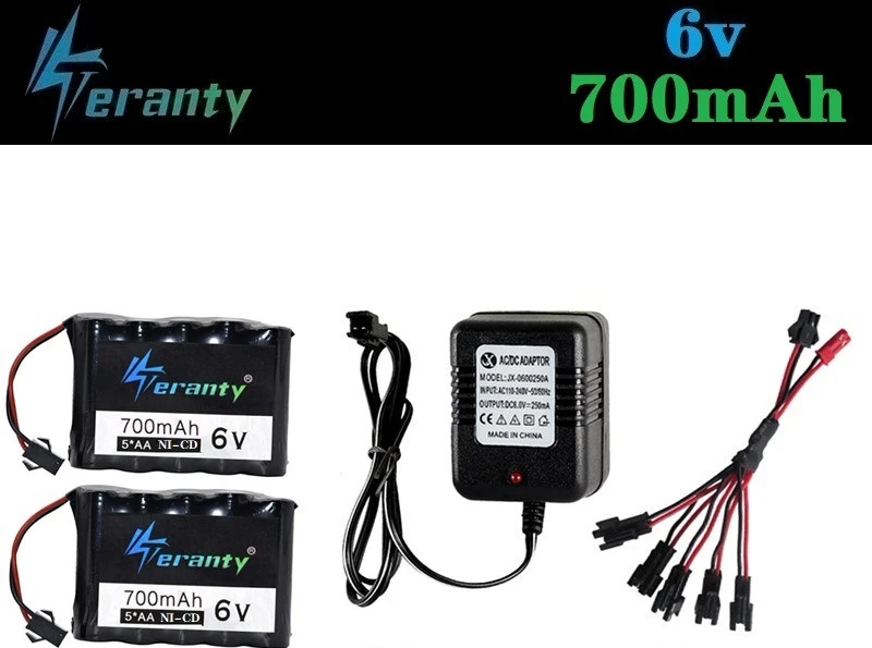 Teranty power 6v 700mah NICD аккумулятор и 6v зарядное устройство для радиоуправляемой игрушечной машины лодки пистолет Танк грузовик поезда радиоуправляемая игрушка модель 6v Ni-CD батарея - Цвет: Бургундия