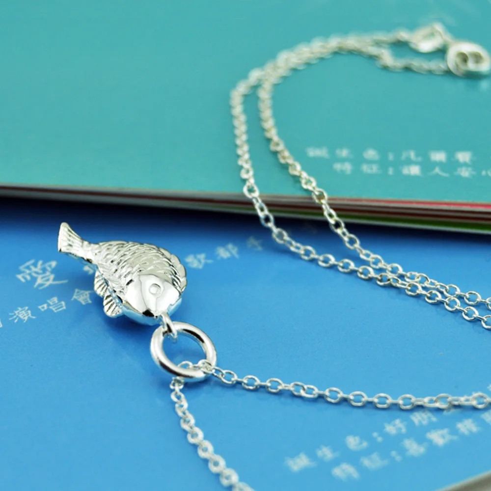 Модное женское украшение серебряного цвета ожерелье Милая Рыба кулон до ключиц