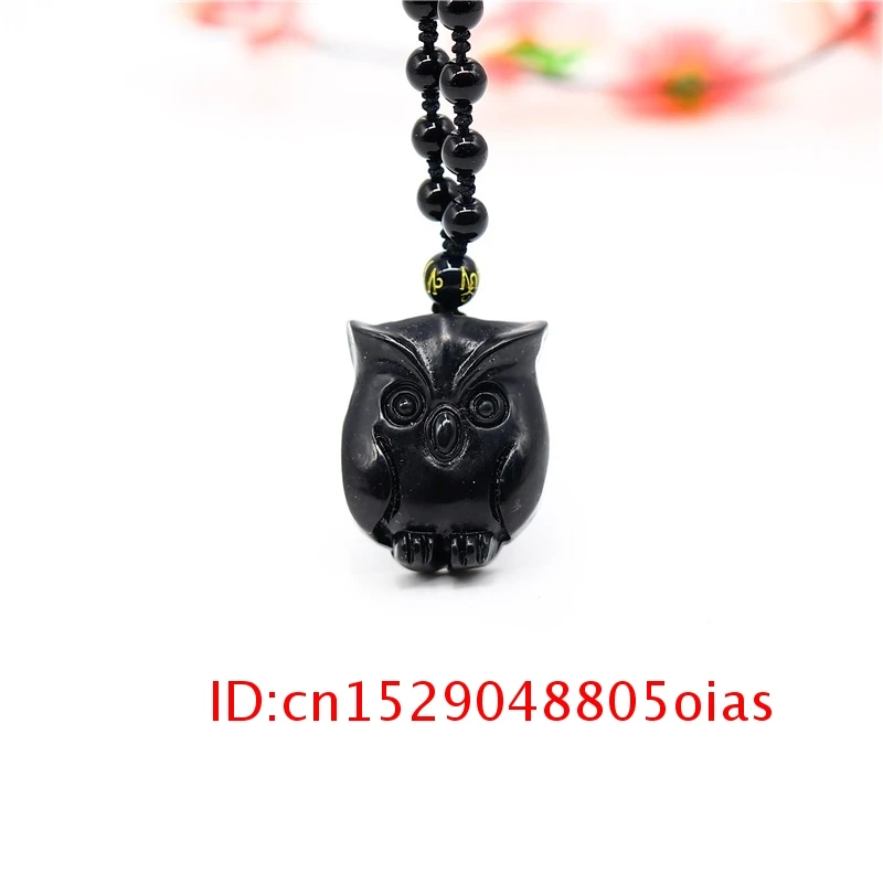 Подарок обсидиан резное ожерелье с подвеской Нефритовое натуральное ювелирное