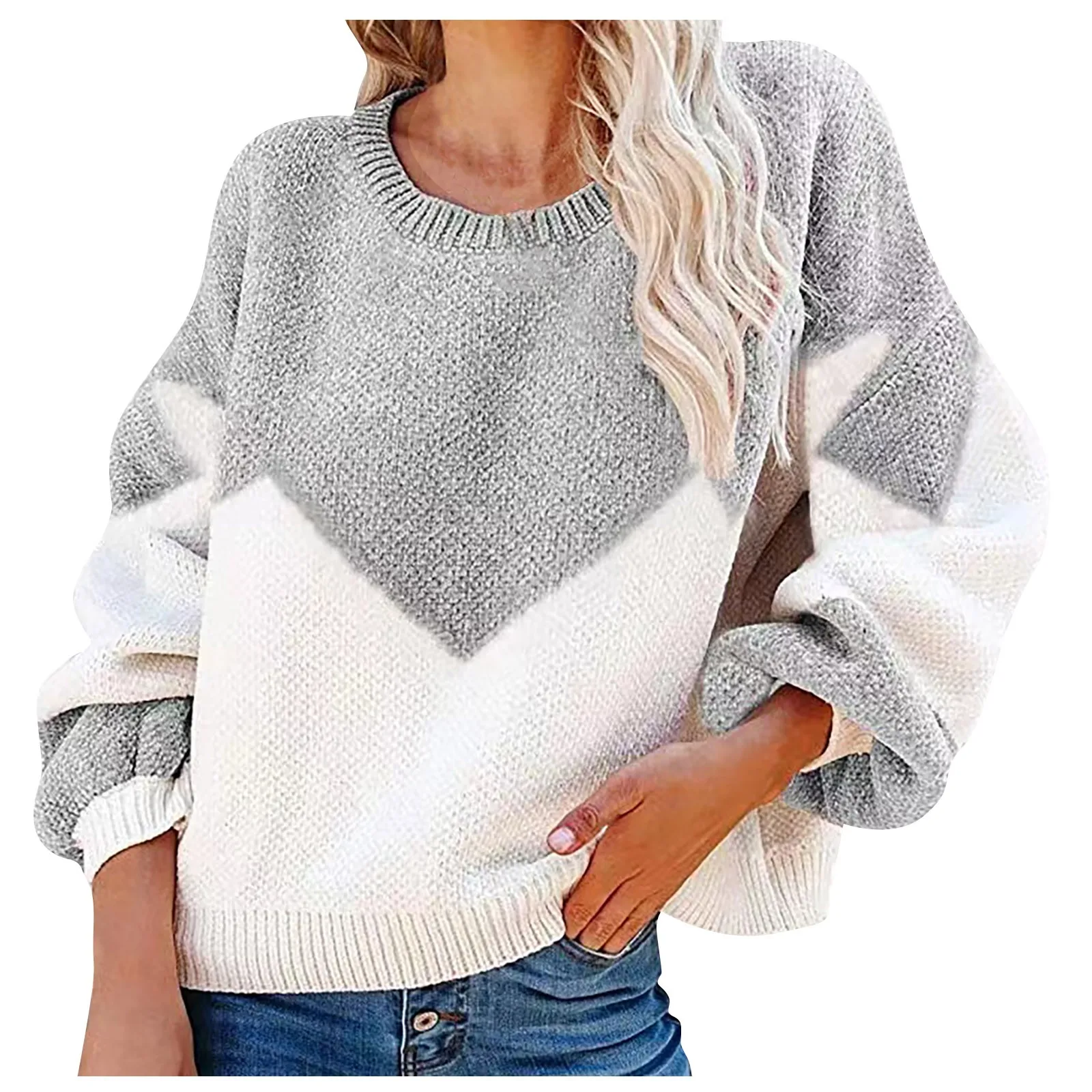 

Women's Comfy Knitted Autumn Sweater Casual Loose O-Neck Pullovers Streetwear Patchwork Sweater Women Clothes chaleco mujer