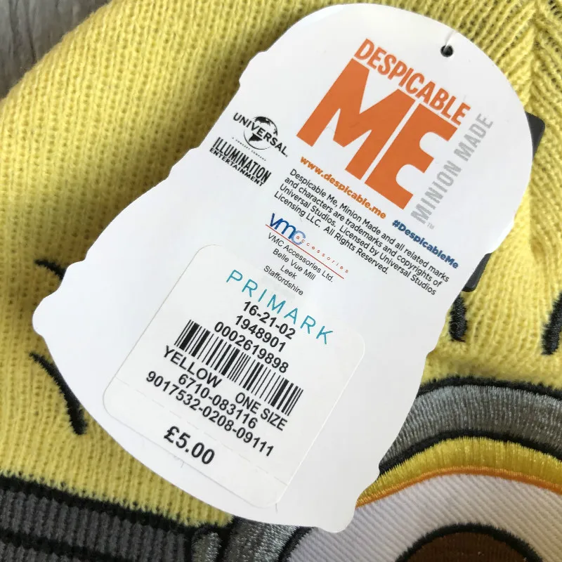 10 шт./лот мультяшная шапочка gorro желтый Миньоны шерстяная шапка Панама Гадкий