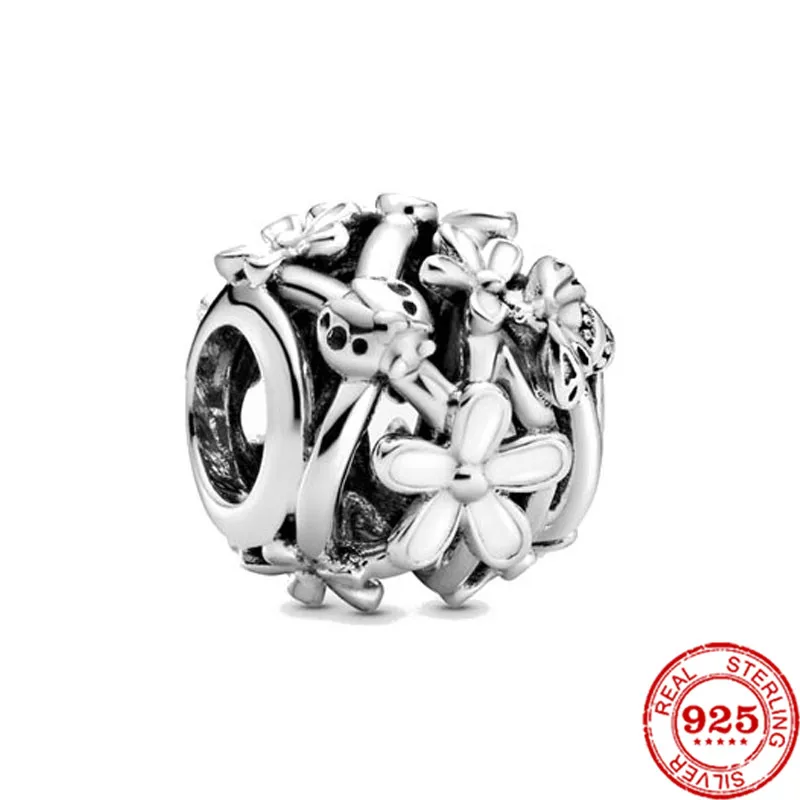 Новые Серебряные Круглые бусины пчела лист сердце я люблю вас подходит Pandora