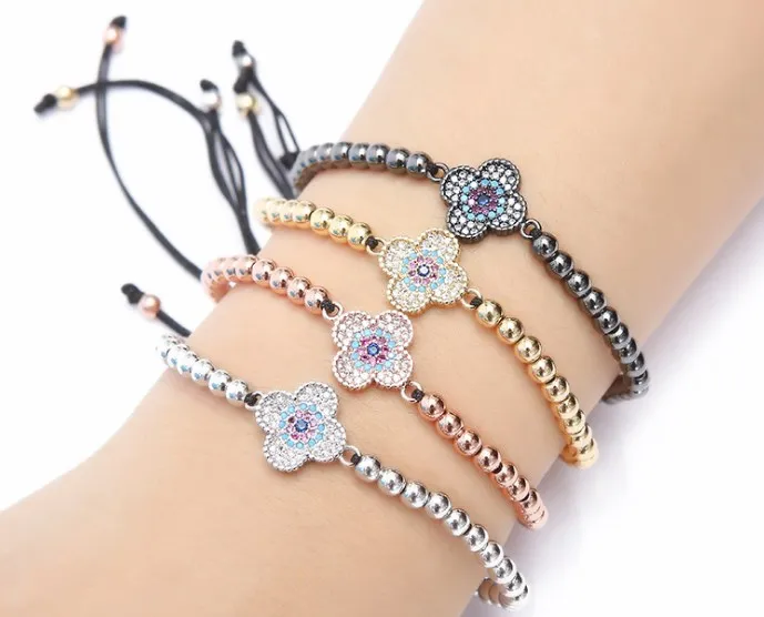Женский браслет из медного бисера с микро покрытием и фианитом | Украшения