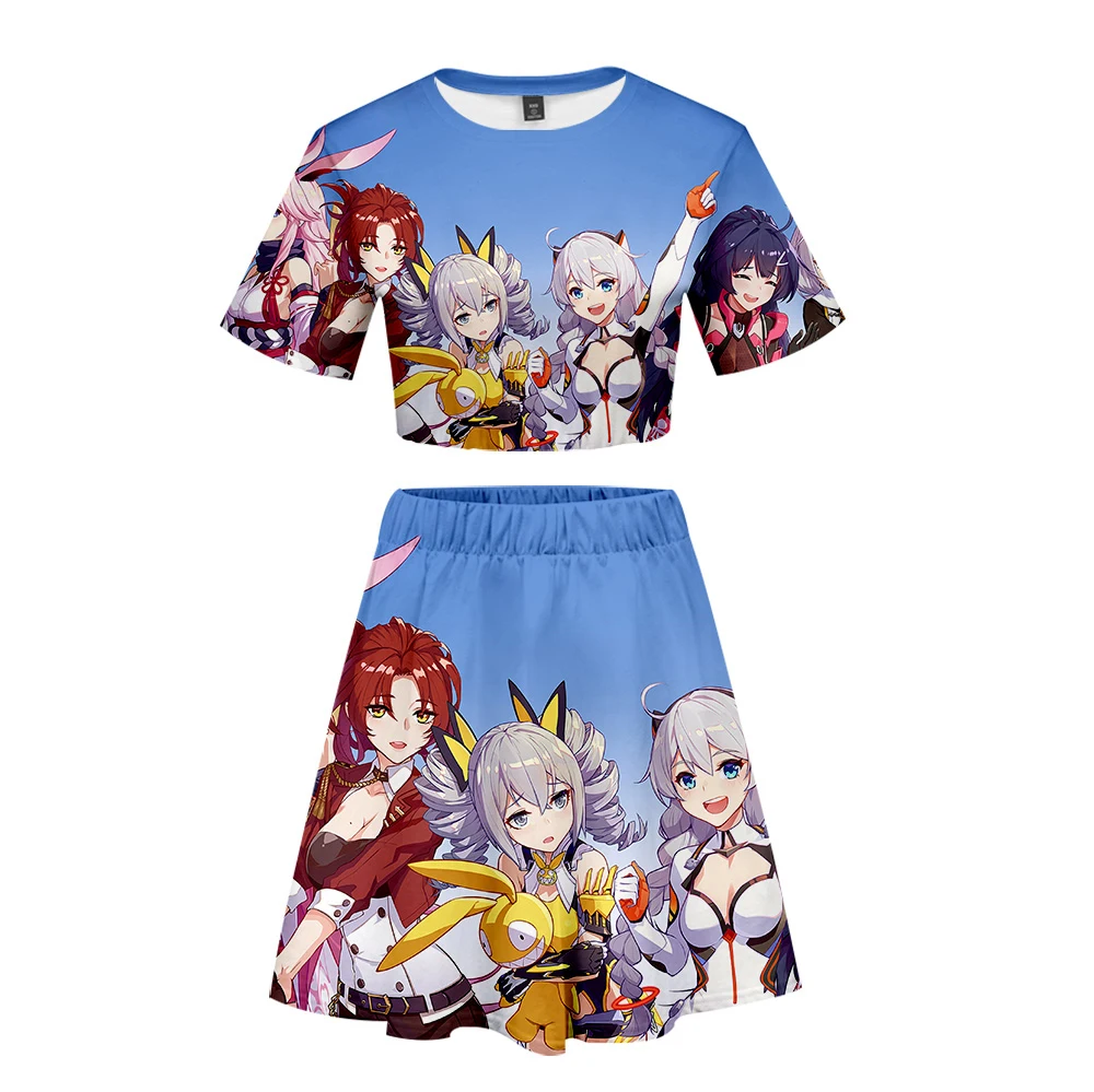 Спортивное платье Honkai Impact 3 комплект из двух предметов с юбкой и коротким рукавом