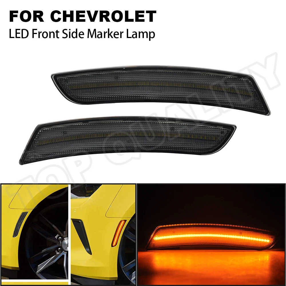 

Янтарный Боковой габаритный фонарь для 2016 2017 2018 2019 2020 Chevy Chevrolet Camaro 23169181 Копченый передний светодиодный боковина крыла маркер светильник