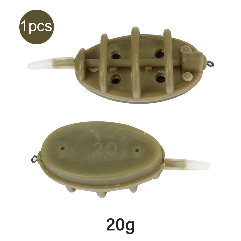 1pcs 20g feeder Mosodo, форма для ловли карпа, 15 г, 20 г, 25 г, 35 г, 30 г, 40 г, 50 г, 60 г, встроенные кормушки, высокая емкость, свинцовое грузило, Метатель наживки - Цвет: 1pcs 20g feeder