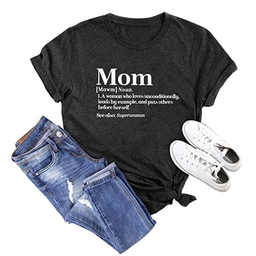 

Mom of boys T-Shirt Funny letter print women's T-shirt crew neck T-shirt jyx199