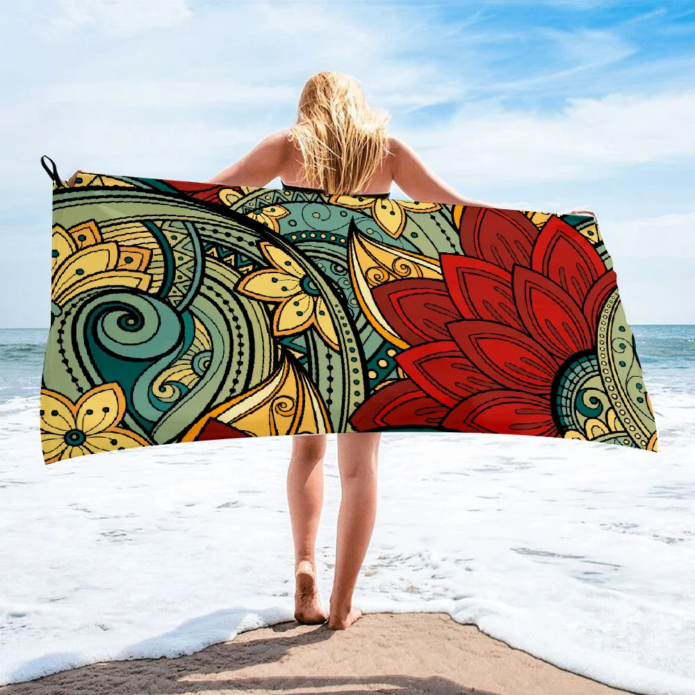 Банное полотенце с цветочным принтом пейсли пляжное мандалой женская шелковая