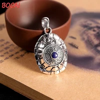 s925 silver carved six character proverbs rotatable turtle shell pendant retro rich world
