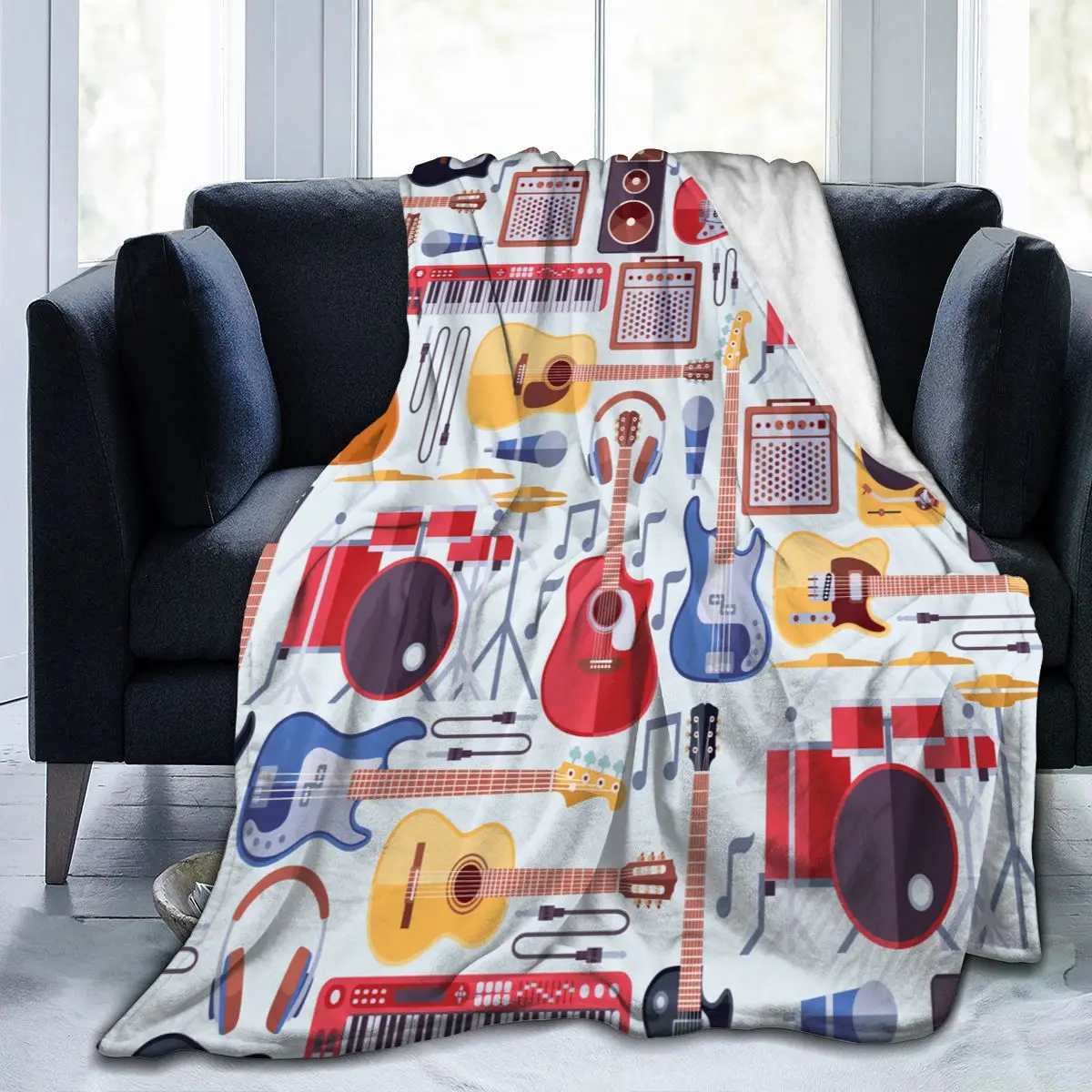 

Flannel Blanket Music Instruments Light Thin Mechanical Wash Warm Soft Blankets Throw on Sofa Bed Travel Patchwork