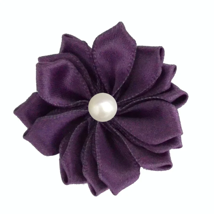 navy Nishine 1," 10 шт./лот 16 Petaled атлас с розочками лента цветы с жемчужной кнопкой используется для повязка на голову" сделай сам "заколки аксессуары для волос - Цвет: navy