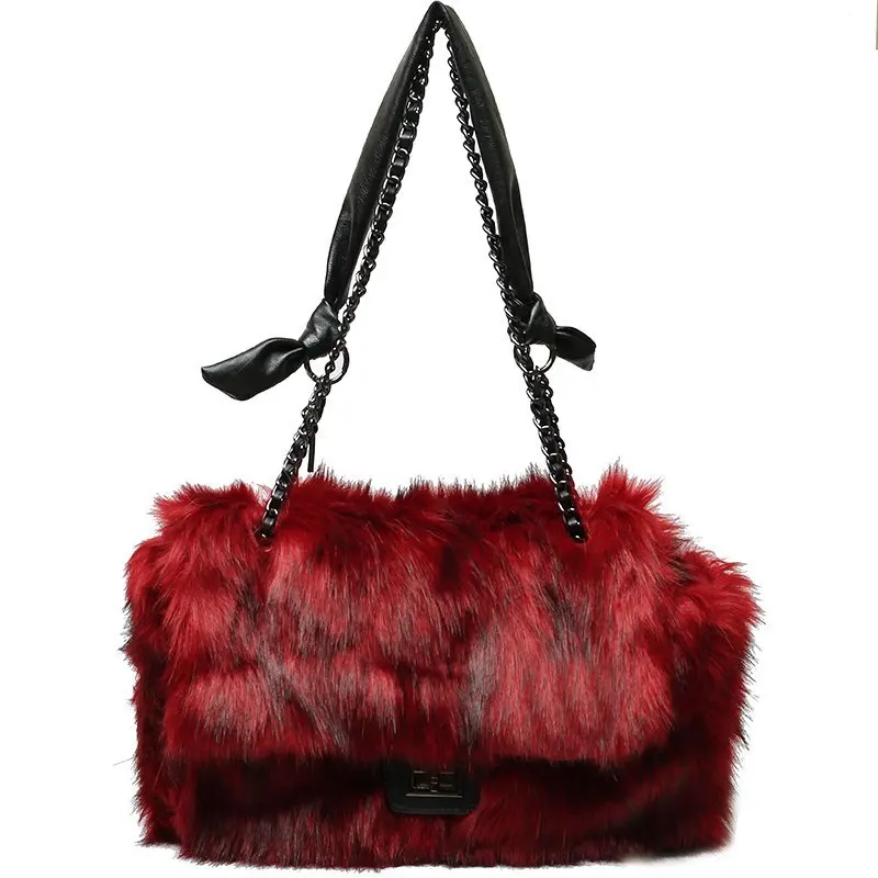 

Pink Sugao Bags for women chain shoulder bag luxury handbag fur crossbody winter autumn fashion purse luxury handbags new styles