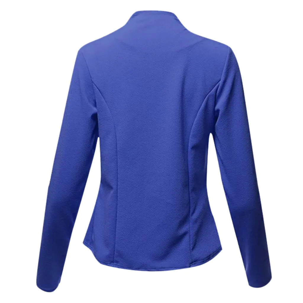 

FREE OSTRICH Women's suit jacket long-sleeved office casual cardigan without button solid color simple jacket with fake pocket