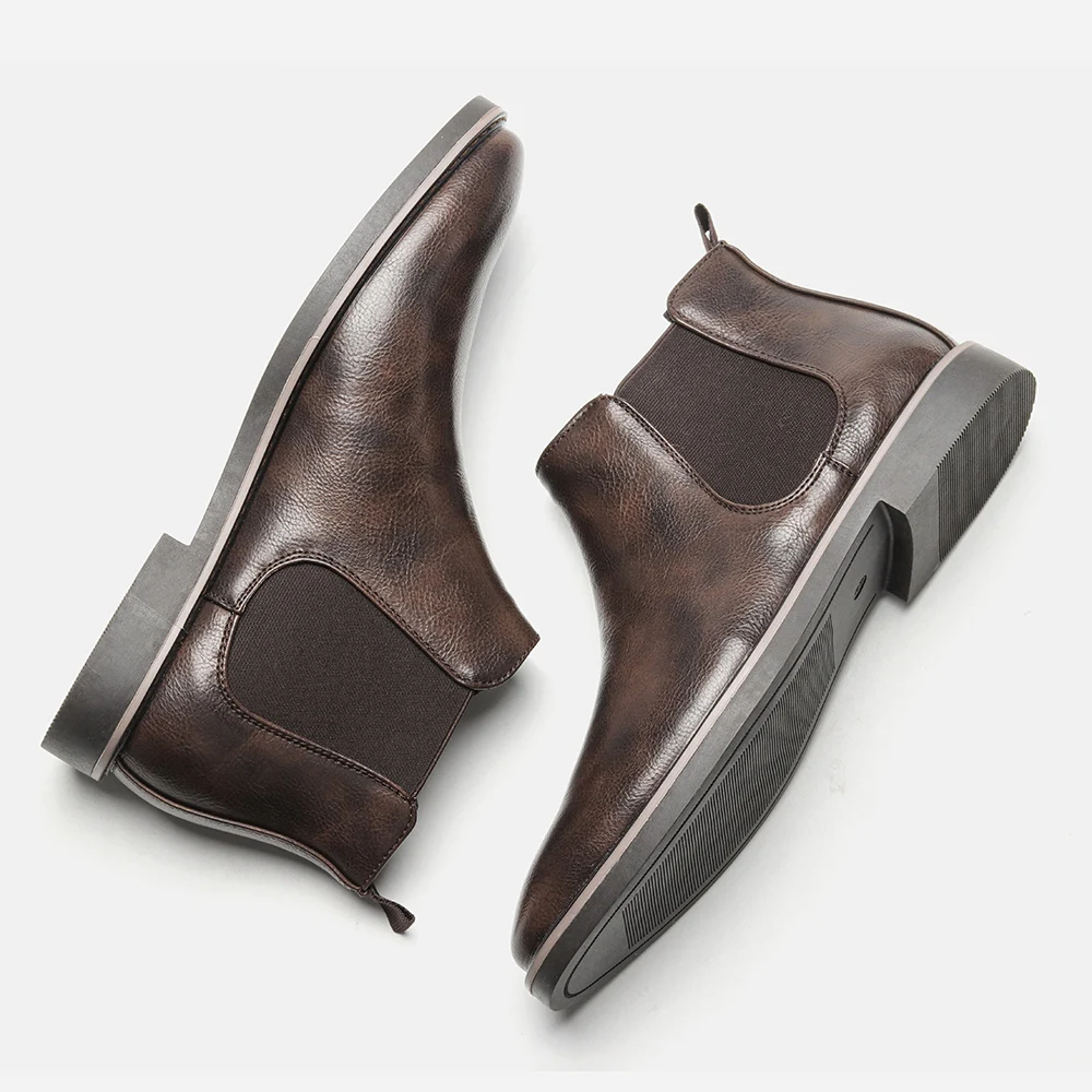 Мужские ботинки Кожаные ботильоны брендовые Челси Большие размеры 40-46 Мужская