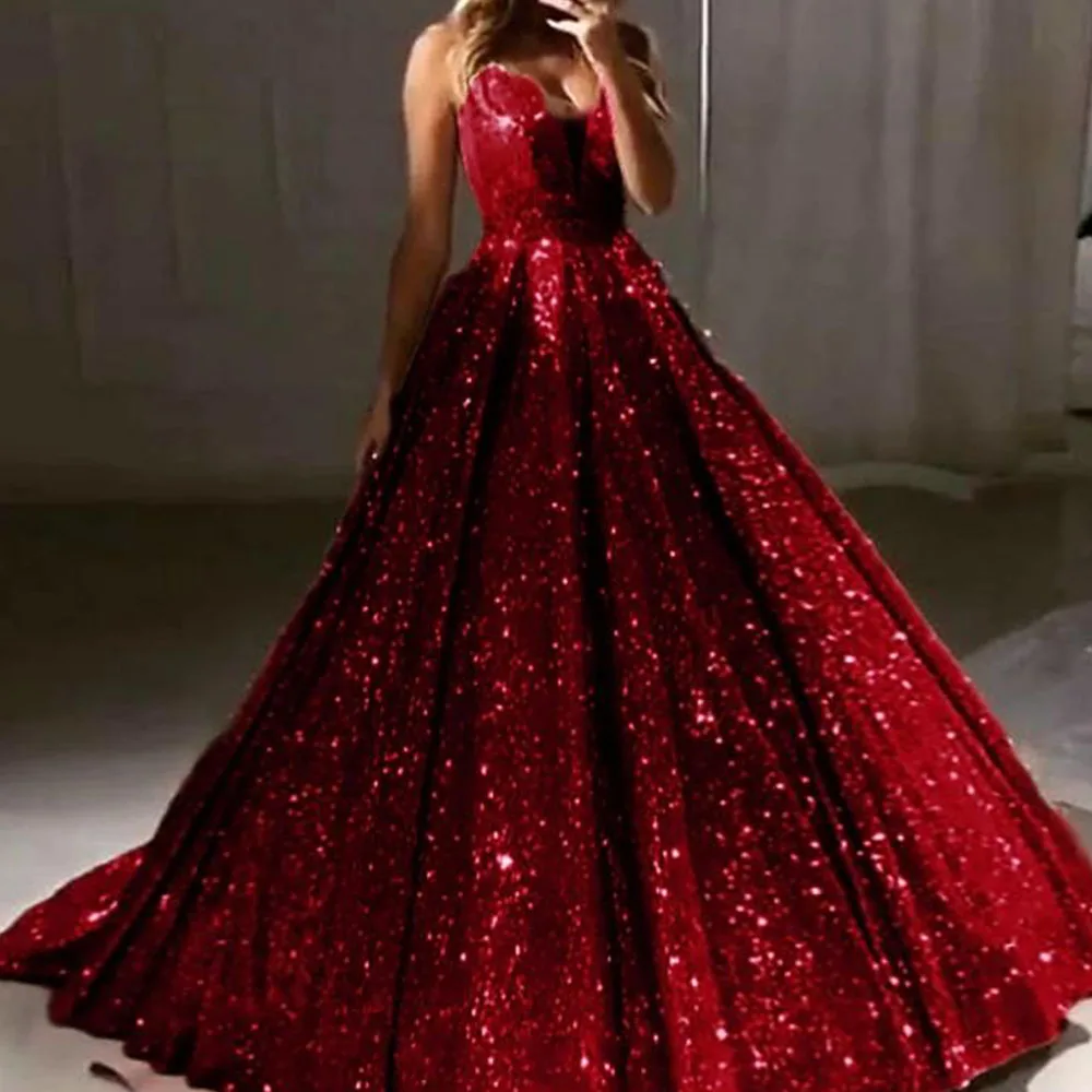 

V-neck Gitter Evening Dresses Long Luxury 2021 Gorgeous A-Line Elegant Sexy Party Prom Dress Backless robe de soirée de mariage