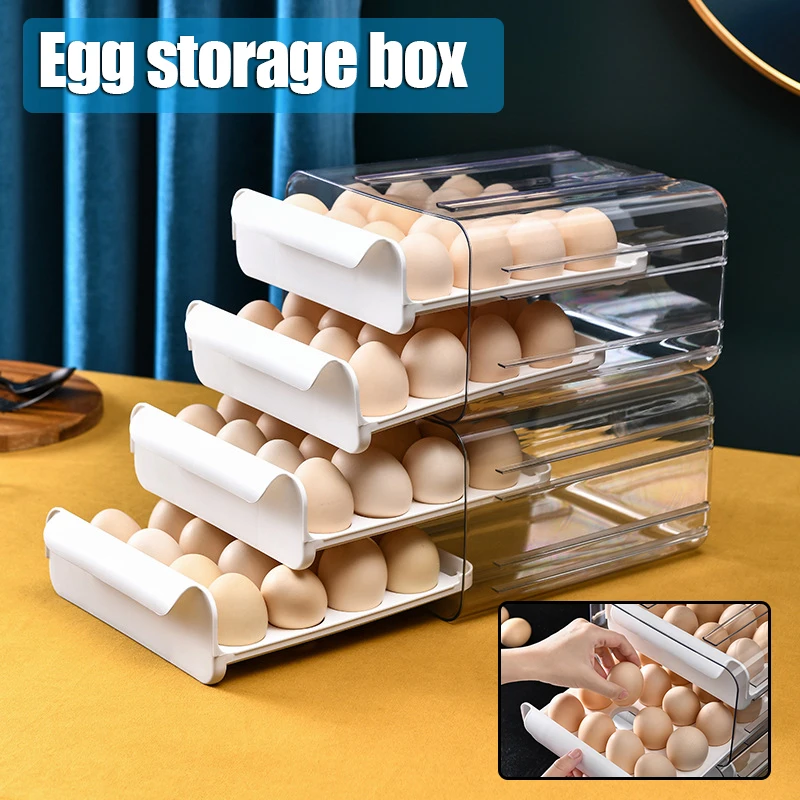 

Ящик для хранения яиц, кухонный ящик с 32 ячейками, двухуровневый ящик для хранения яиц, коробка для хранения в холодильнике, бытовая коробка ...
