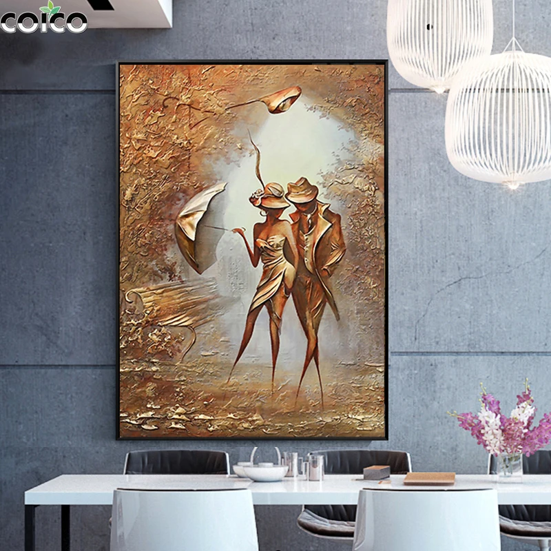 

Couple Poster with Frame Gold Sexy Woman Man Luxury Canvas Painting Modern Art Aesthetic Wall Picture for Living Room Home Decor