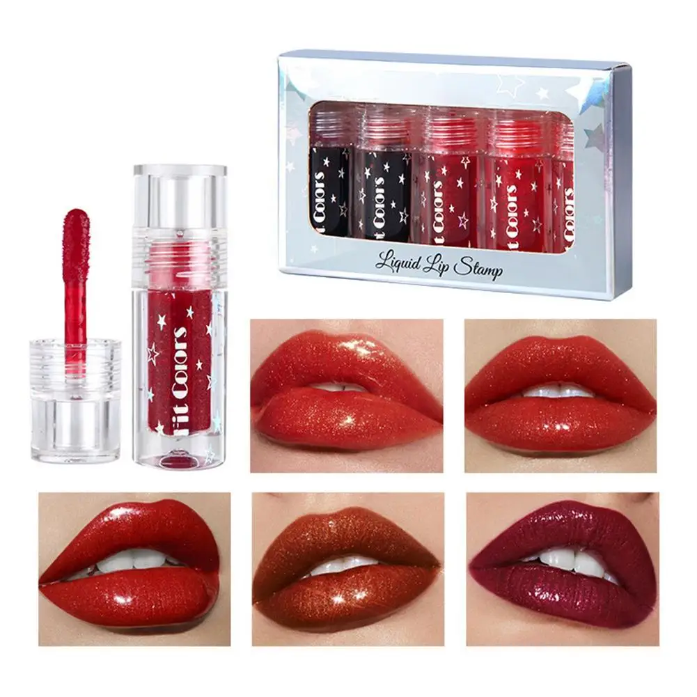

5Pcs Glitter Lip Gloss Suit Moisturizing Shimmer Lip Gloss Set Shiny Liquid Lipstick Glitter Lip Glaze Set Moisturizing Long
