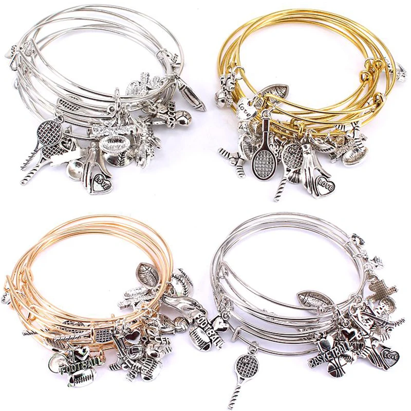 5 шт. Набор браслета Браслет манжета золотого цвета баскетбольные подвески