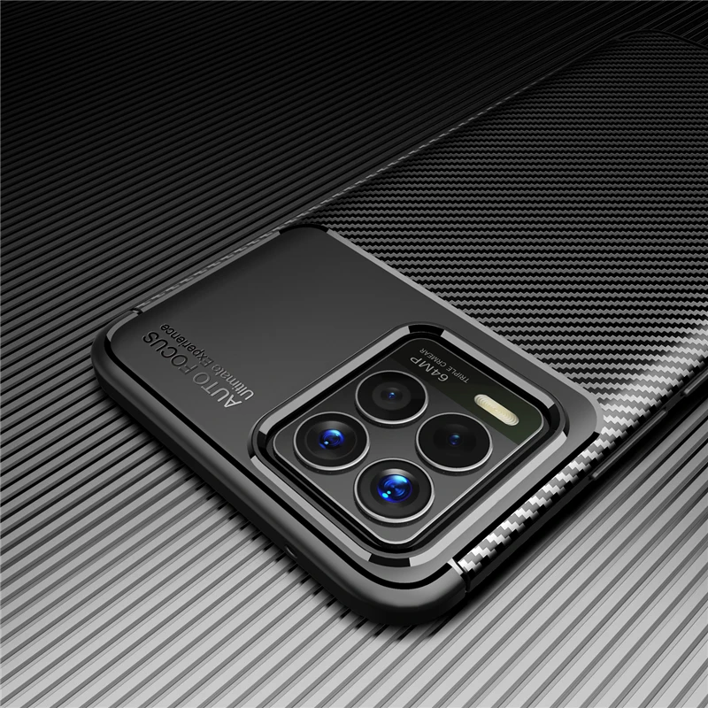 For Oppo Realme 8 Case Bumper Silicone Carbon Fiber Shockproof Back Cover For Oppo Realme 8 Case For Realme 8 6 7 8Pro 6.4 inch