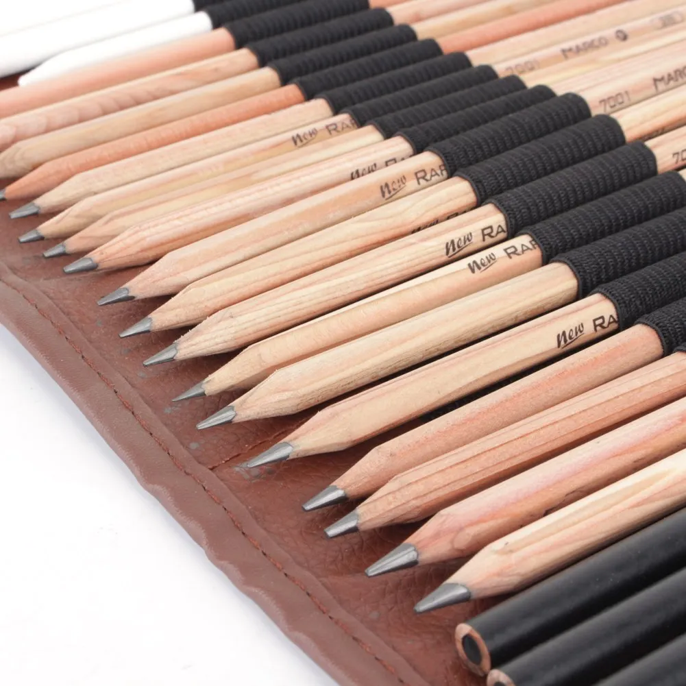 

18pcs Sketch Pencils Sketching Drawing Kit Charcoal Extender Eraser Paper Art Pen Wood Pencil Set Pencil Bags Free Shipping