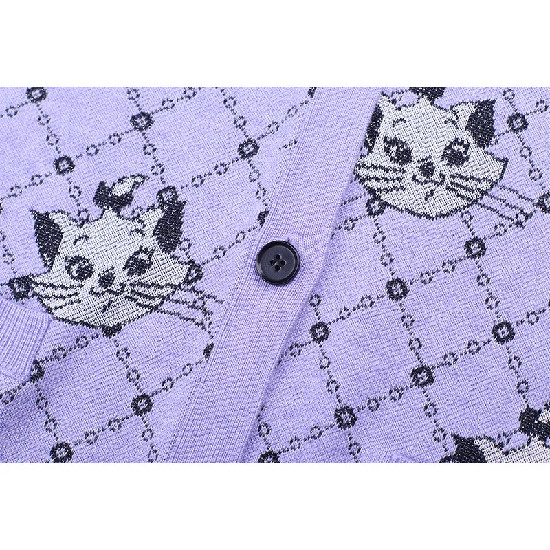 Женский трикотажный кардиган свободный пурпурный жакет оверсайз в стиле ретро