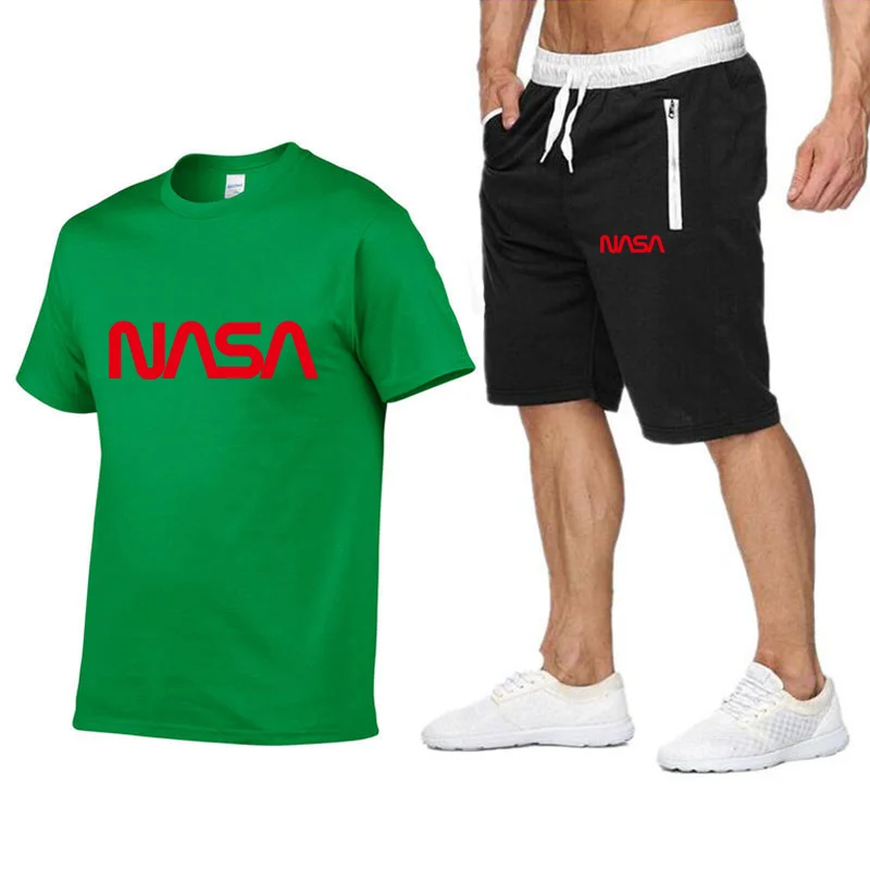 

2021New Men's Summer Leisure Sets Cotton TShirt+ Short 2 Pieces Casual Tracksuit Male Sportswear Gym Breathable Clothing Sweat S