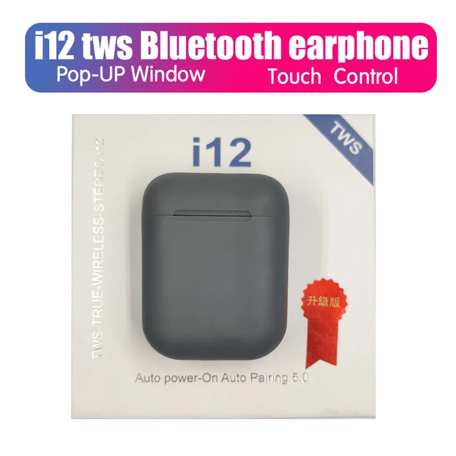 i12 Gray with box Беспроводные наушники с Bluetooth 5,0, оригинальные наушники Macaron i12 TWS, сенсорная стерео гарнитура, спортивные наушники для смартфона - Цвет: i12 Gray with box