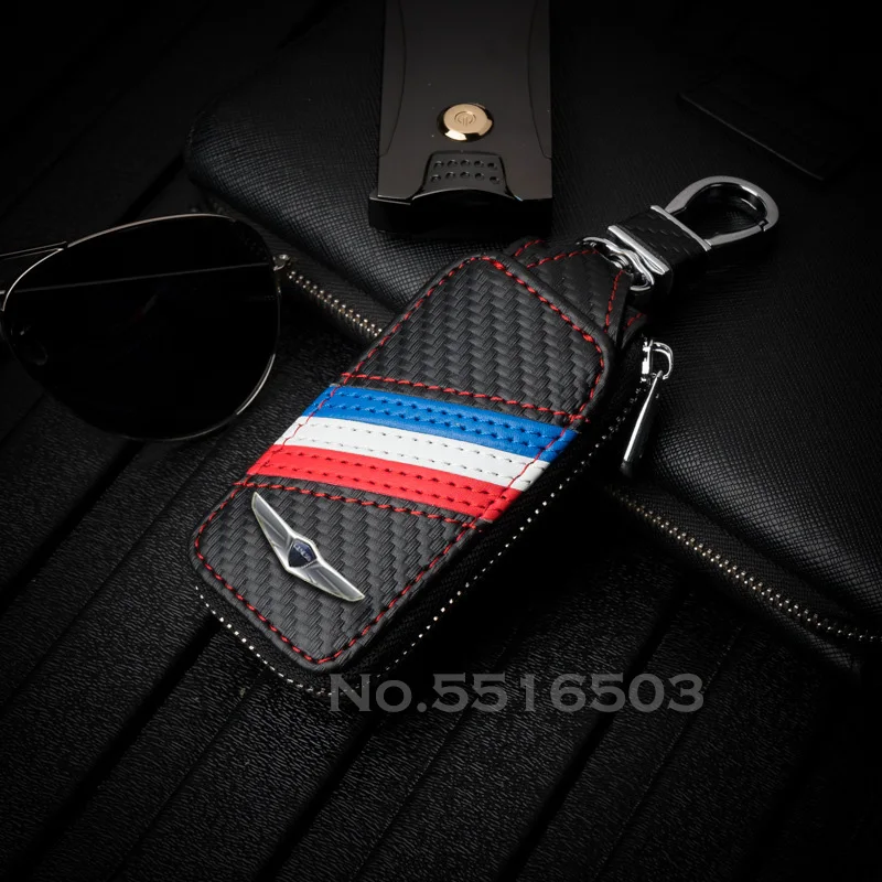 

Leather Car Key Cover Case For Hyundai Genesis G80 GV80 2019 2020 Remote Key Holder Car Accessories Car Logo Keychain
