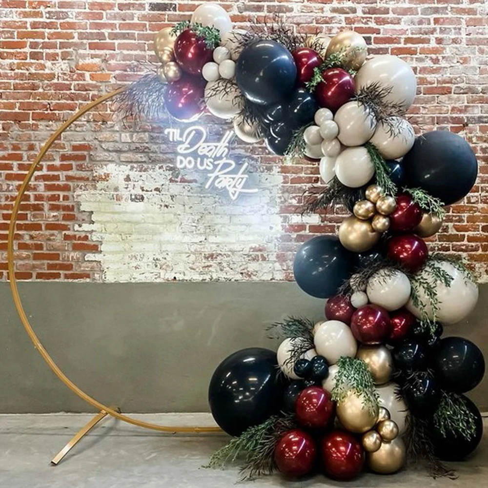 Guirnalda de globos para el D&iacute;a de San Valent&iacute;n, 94 piezas, arco de globos negro, Burdeos y rojo, decoraciones de boda, suministros para despedida de soltera-0