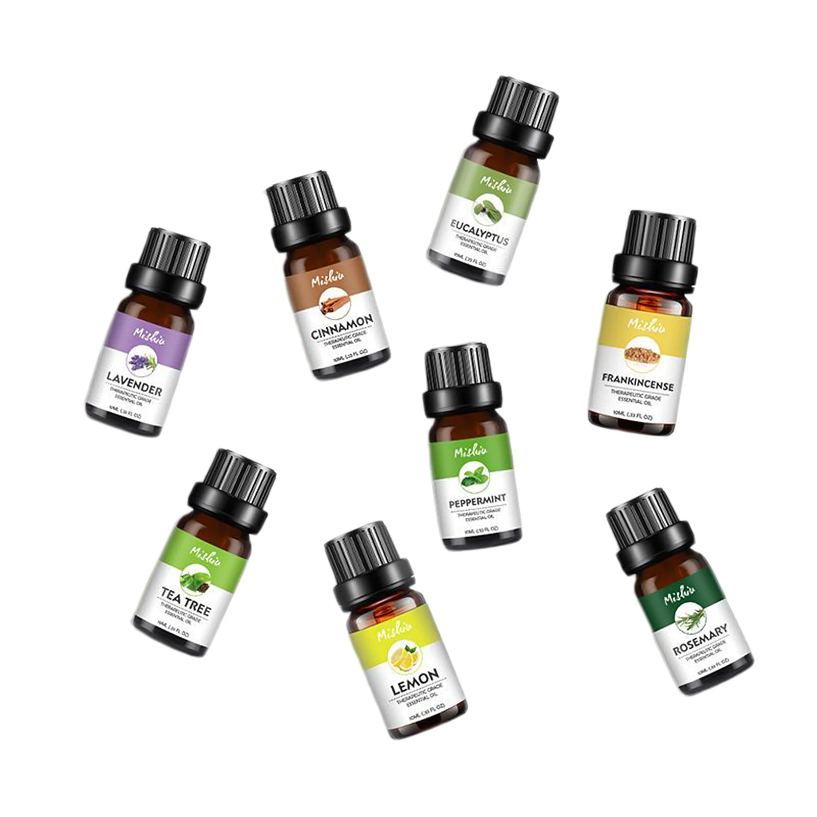 

8 Bottles Natural Essential Oils for Humidifier Aromatherapy Skin Care 10ml