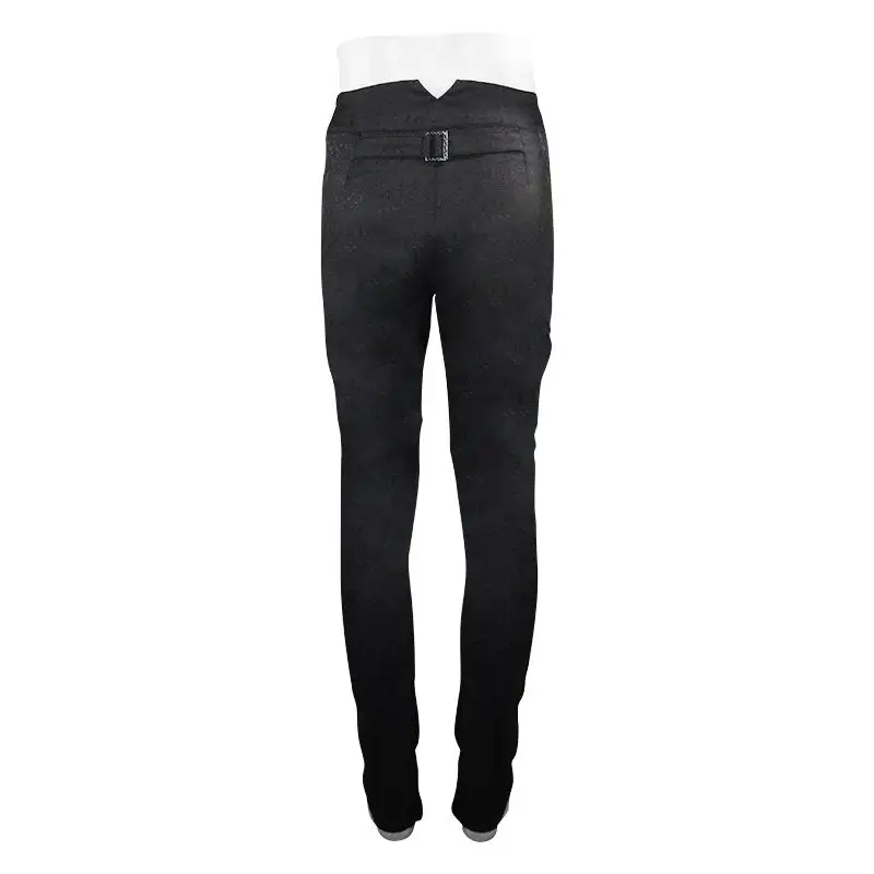 Devil Fashion Мужские готические с высокой талией двубортные жаккардовые брюки PT095