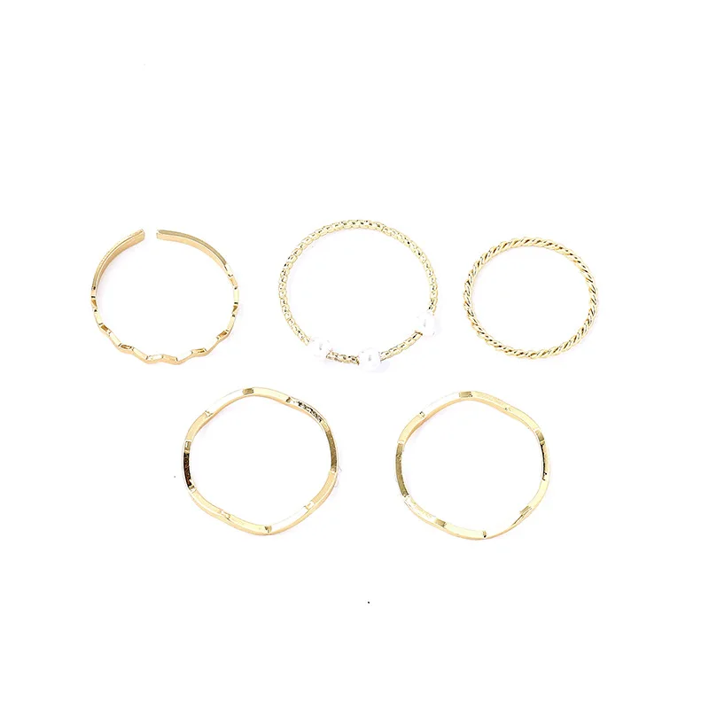 

2021 latest Korean version of metal trend fashion ring 5-piece set cute index finger knuckle ring tail ring female jewelry