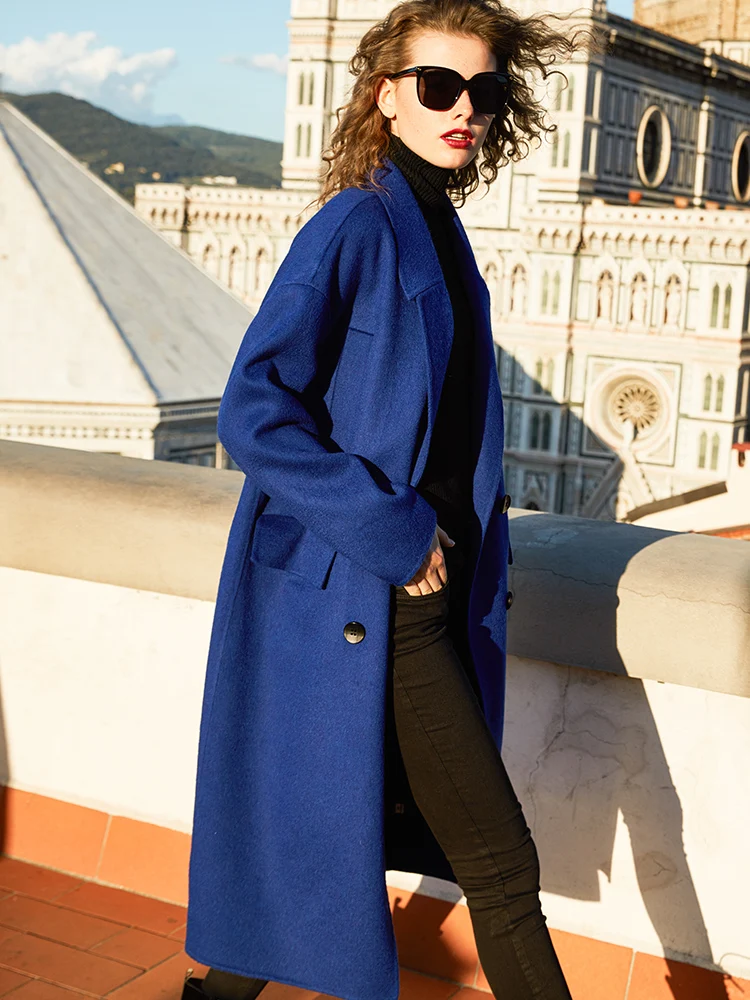 

High End Superfine Double-sided Cashmere Overcoat Women's Middle and Long 2021 New Woollen Suiting Type Woollen Overcoat