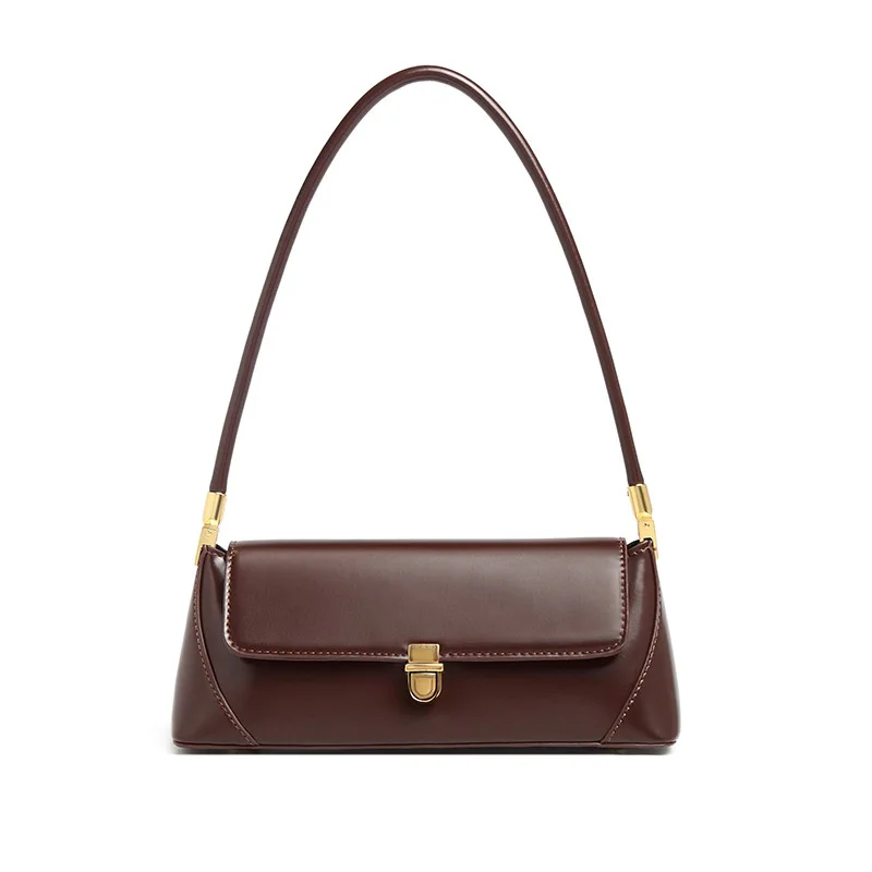 Niche Solid Retro PU Underarm Bag For Women Female Simple Fashion Shoulder Bag Ladies Popular Small Handbag Hand-Carry Purse Sac