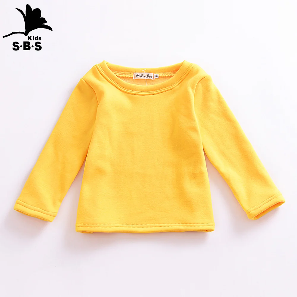 Футболка с длинным рукавом для мальчиков и девочек толстым круглым воротником