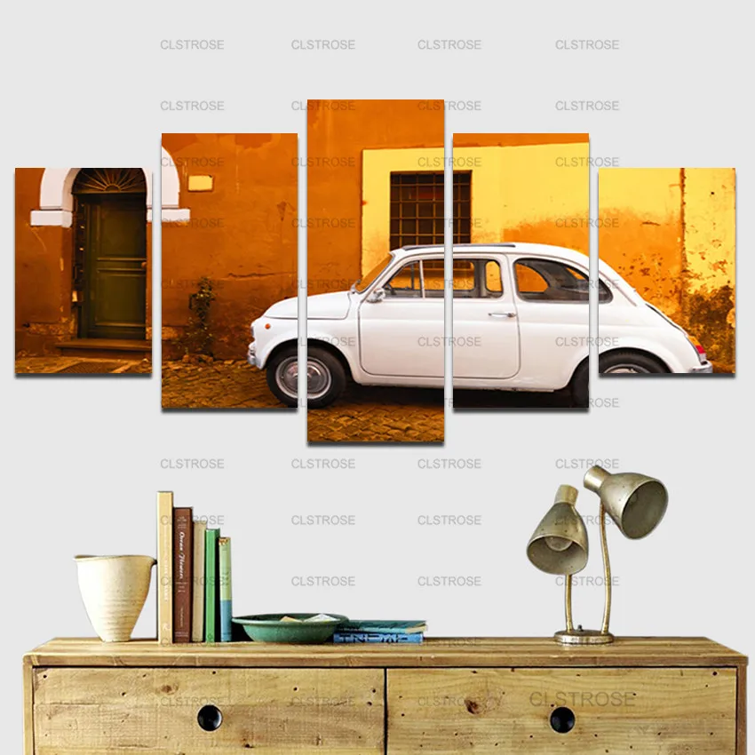 

White Car and Door Poster Decoration Home Wall Decoration Painting for Bedroom Living Room Canvas Painting Hd Print Framelsee