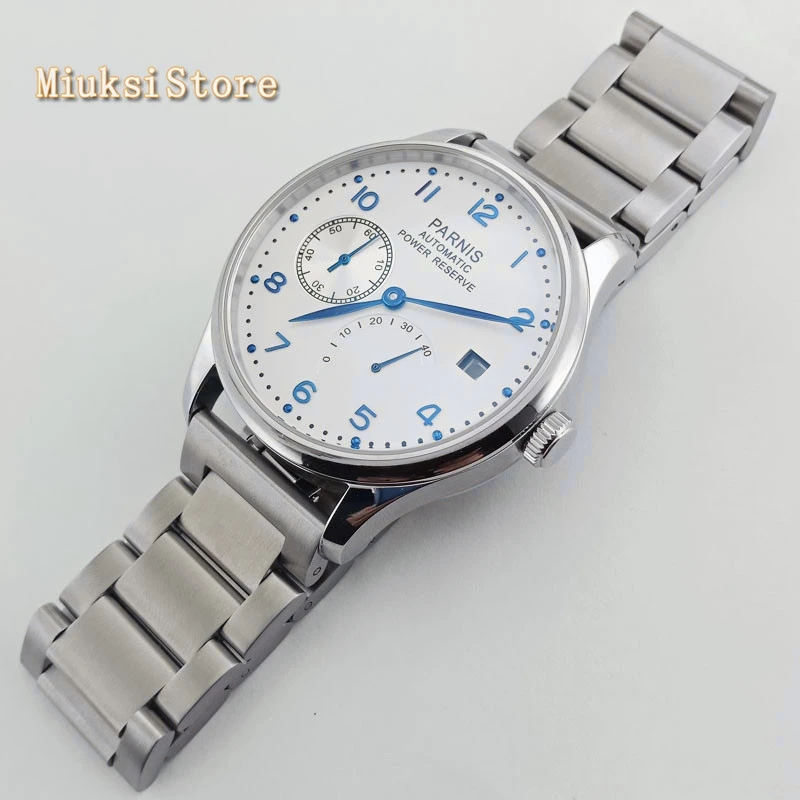 Parnis мужские топ бизнес часы 43 мм белый циферблат Дата запас хода автоматический