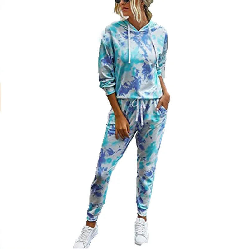 

Tie-dye Print Tracksuit 2 Piece Set Women Oversize Hoodies Sweatshirt Sweatpant Pant Set Casual Suit Fall Winter Femme Pant Sets