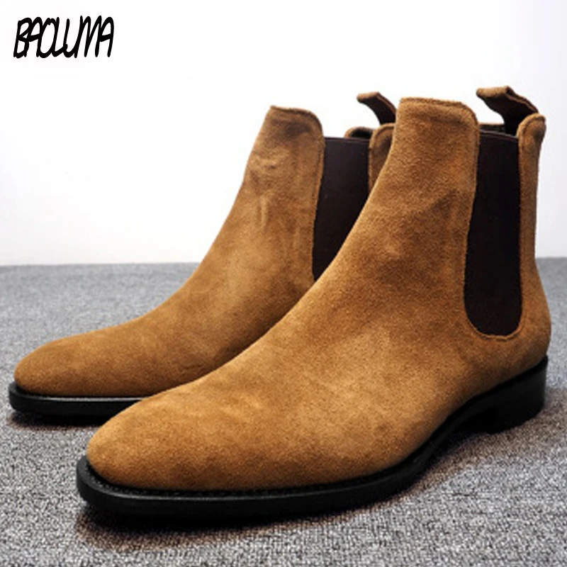 Мужские ботильоны в итальянском стиле ботинки Челси Удобные замшевые мужские