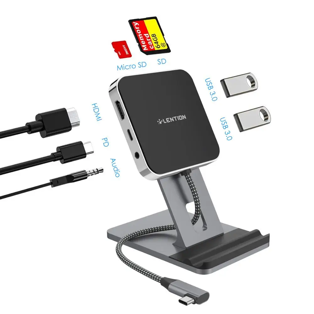 usb c hub docking station stand adapter with4k hdmi 100w pd sdtf card reader usb3 0 3 5mmheadphone jack ipad pro samsung galaxy free global shipping