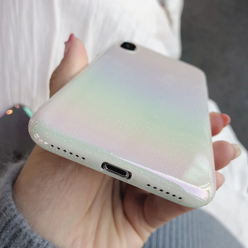 

Rainbow Gradient Laser Phone Case for IPhone 12 11 Pro Max X XR XS Max 6S 7 8 Plus Luxury Water Drop Hard PC Cover for IPhone XR
